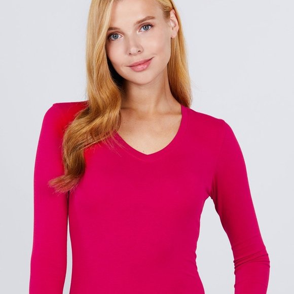Cotton Jersey V-Neck Top - Picture 6 of 16